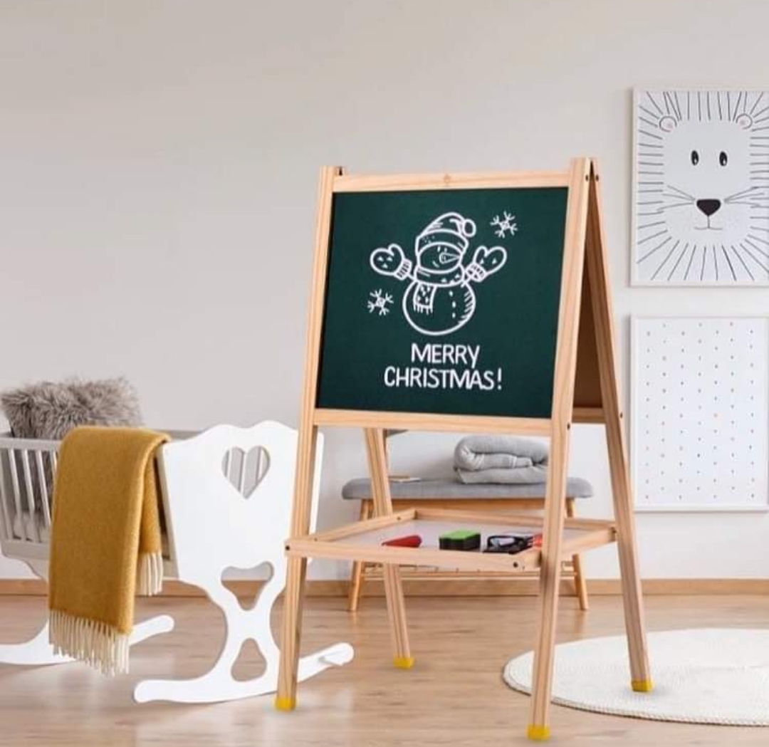 Wooden Educational Blackboard and Whiteboard